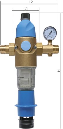 Voorbeeldig Afbeelding: Terugspoelfilter/drukverminderingsventiel, R 3/4" tot R 11/4’’