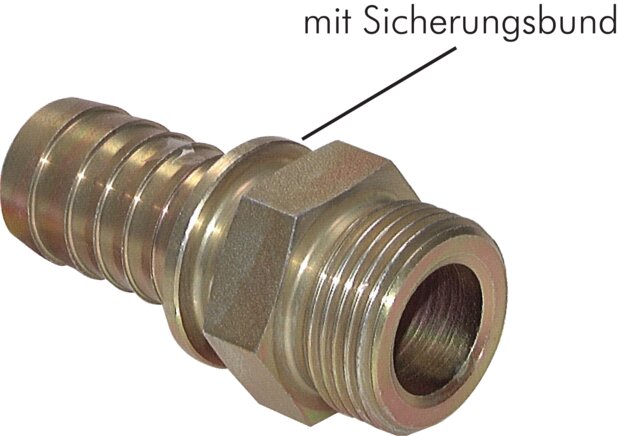 Voorbeeldig Afbeelding: buitenschroefdraadbuisje met cilindrische schroefdraad en borgband, staal verzinkt