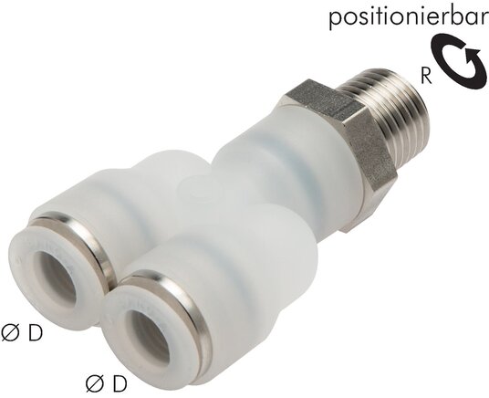 Voorbeeldig Afbeelding: Y-steekschroefverbinding met conische schroefdraad, PVDF