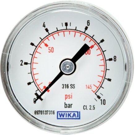 Voorbeeldig Afbeelding: Manometer horizontaal, roestvrijstaal