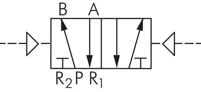 Schakelsymbool: 5/2-weg pneumatisch-pulsventiel