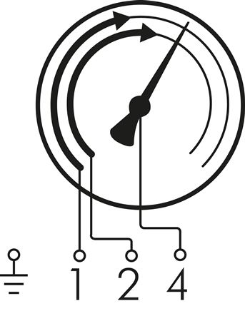 Schakelsymbool: Tweevoudig contact nr. 22: Het 1ste en 2de contact openen wanneer de betreffende streefwaarde wordt overschreden